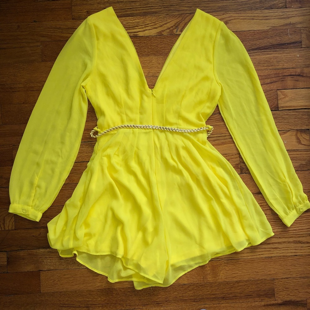 Yellow Long Sleeve Shorts Jumper with Belt